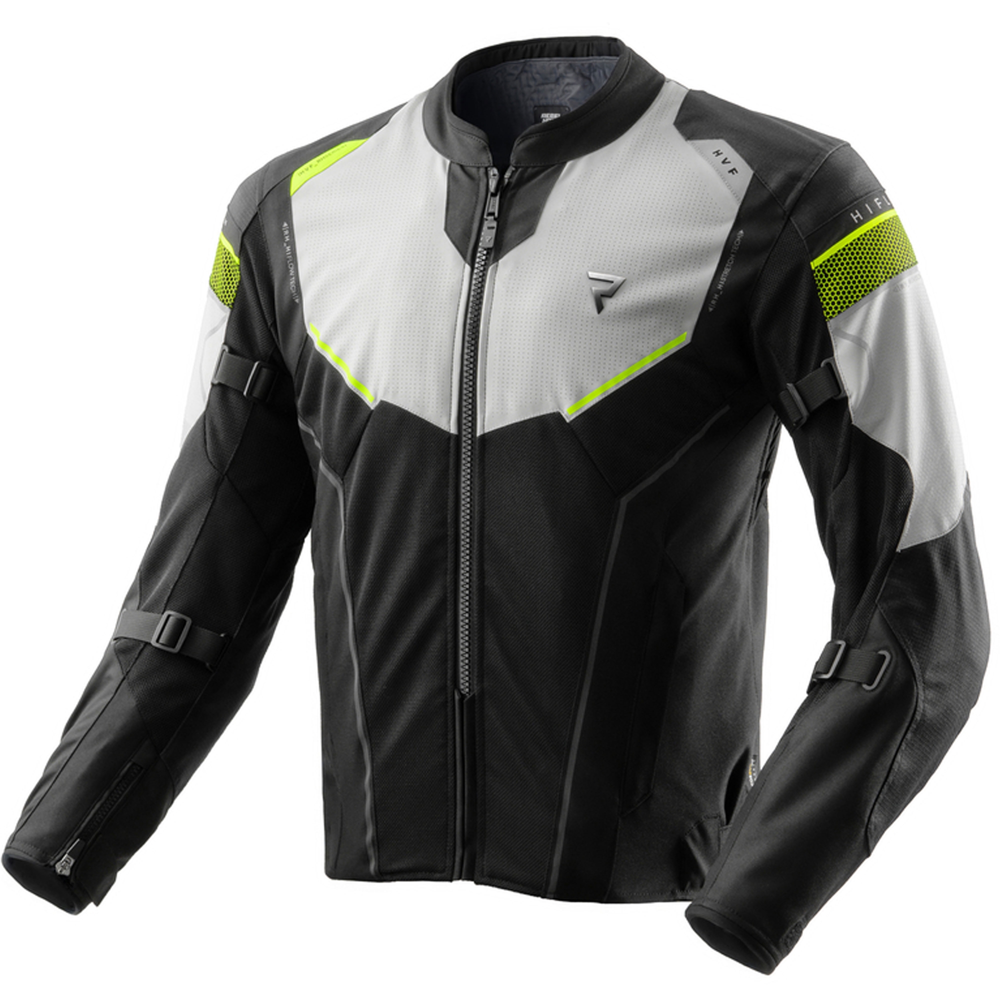 Bunda na motorku Rebelhorn Hiflow V černo-šedo-fluo žlutá Velikost: 5XL