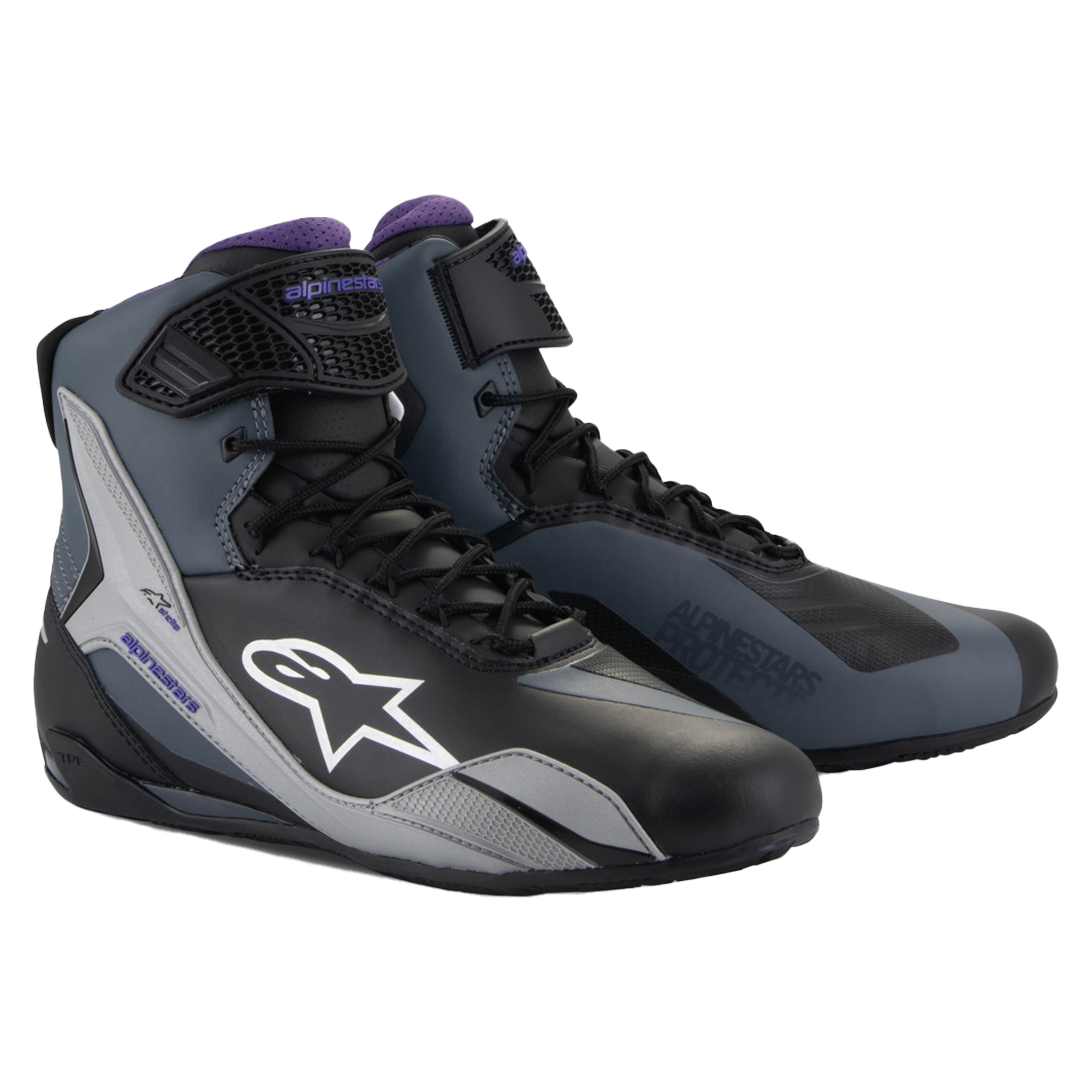 Dámské boty na motorku Alpinestars Stella Faster-4 černo-šedo-fialové Velikost: 37,5