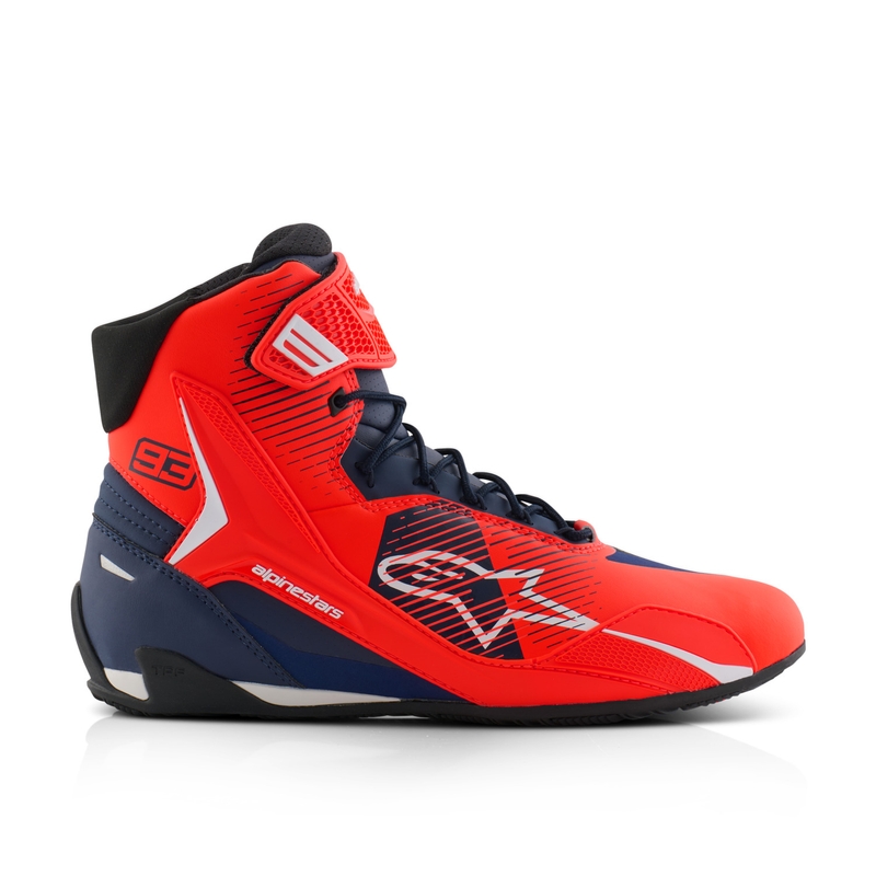 Boty na motorku Alpinestars Faster-4 kolekce MM93 fluo červeno-modro-bílé