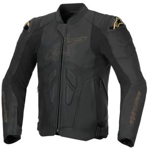 Kožená bunda na motorku Alpinestars Dusk černo-zlatá