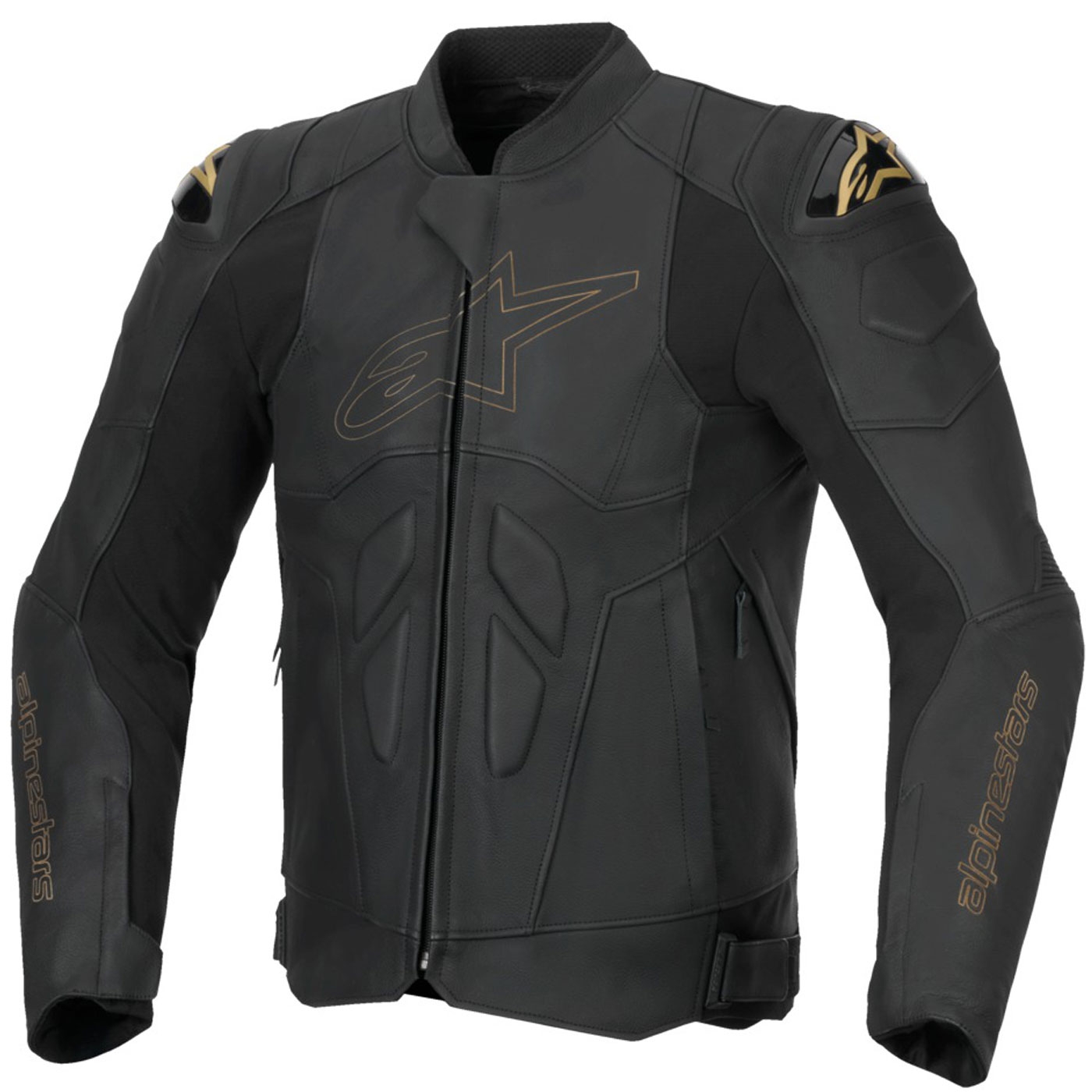 Kožená bunda na motorku Alpinestars Dusk černo-zlatá Velikost: 44