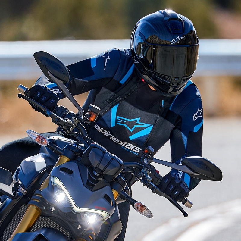 Bunda na motorku Alpinestars T-Stunt Air černo-modro-světle modrá