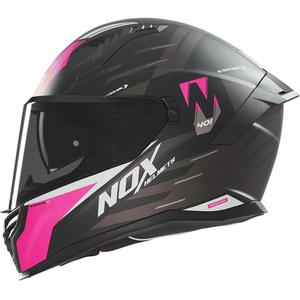 Integrální helma na motorku NOX N401 Crower matná černo-růžová