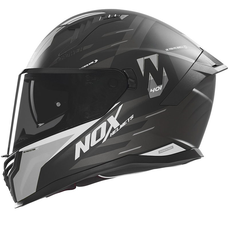 Integrální helma na motorku NOX N401 Crower matná černo-stříbrná
