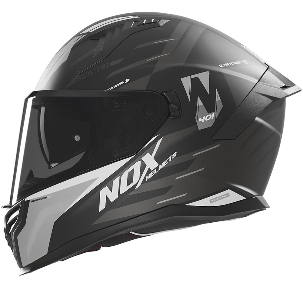 Integrální helma na motorku NOX N401 Crower matná černo-stříbrná Velikost: XL