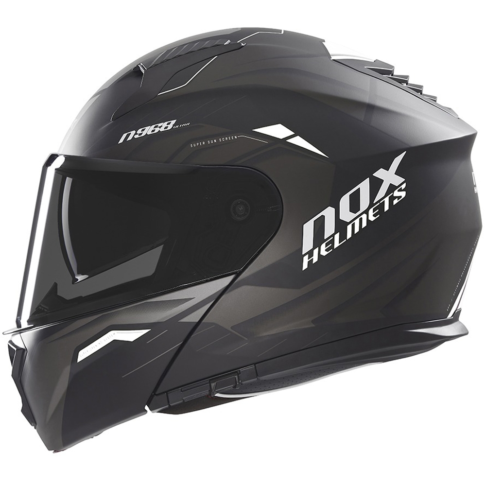 Vyklápěcí helma na motorku NOX N968 Ultra matná černo-bílá Velikost: XS