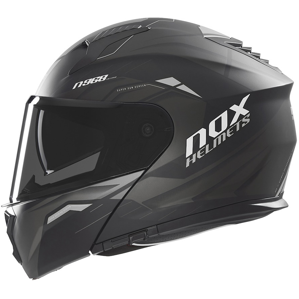 Vyklápěcí helma na motorku NOX N968 Ultra matná černo-titanová Velikost: XS