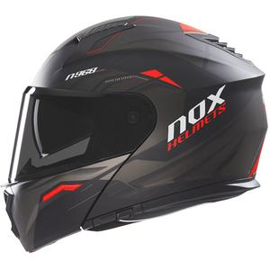 Vyklápěcí helma na motorku NOX N968 Ultra matná černo-červená