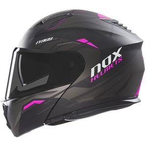 Vyklápěcí helma na motorku NOX N968 Ultra matná černo-růžová