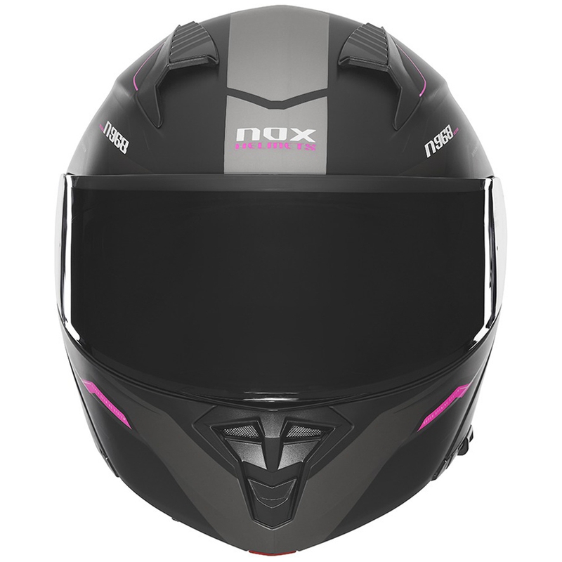 Vyklápěcí helma na motorku NOX N968 Ultra matná černo-růžová