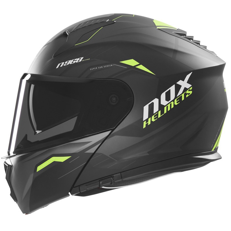 Vyklápěcí helma na motorku NOX N968 Ultra matná černo-fluo žlutá