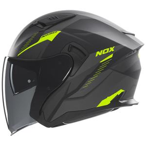 Otevřená helma na motorku NOX N130 Myst matná černo-fluo žlutá