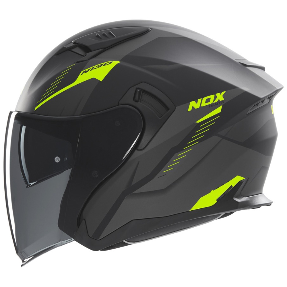 Otevřená helma na motorku NOX N130 Myst matná černo-fluo žlutá Velikost: XS