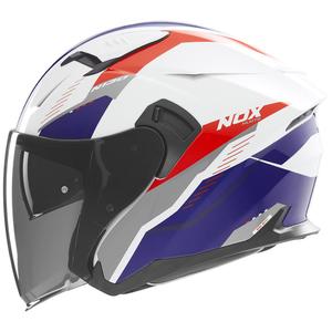 Otevřená helma na motorku NOX N130 Myst bílo-modro-červená