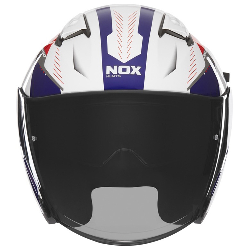 Otevřená helma na motorku NOX N130 Myst bílo-modro-červená