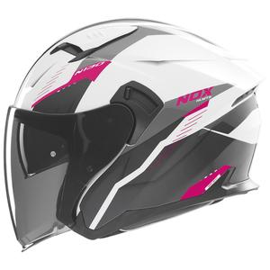 Otevřená helma na motorku NOX N130 Myst bílo-černo-růžová