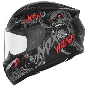 Dětská integrální helma na motorku NOX N731 ZUMBI matná černo-červená
