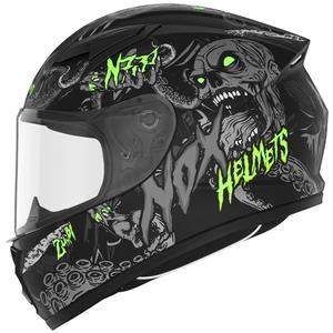 Dětská integrální helma na motorku NOX N731 ZUMBI matná černo-zelená