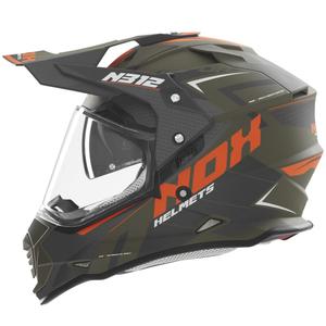 Enduro helma na motorku NOX N312 Vapor matná khaki-oranžová