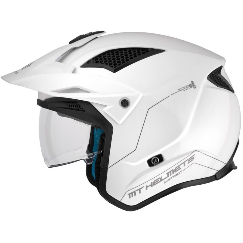 Otevřená trialová helma na motorku MT District SV Solid bílá