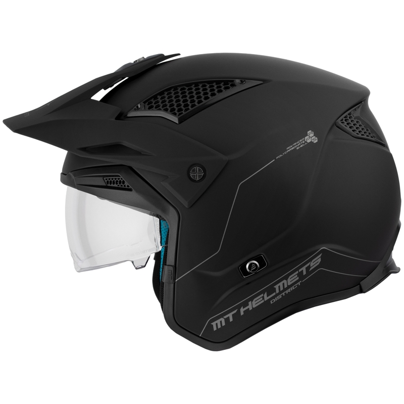 Otevřená trialová přilba na motorku MT District SV Solid matná černá