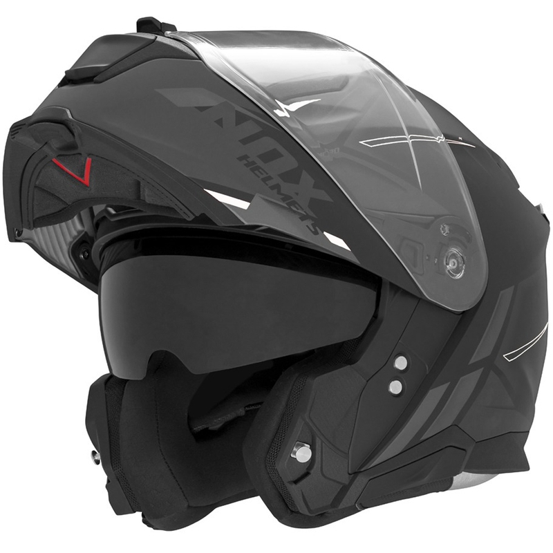 Vyklápěcí helma na motorku NOX N967 Synchro matná černo-bílá