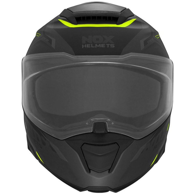 Vyklápěcí helma na motorku NOX N967 Synchro matná černo-fluo žlutá