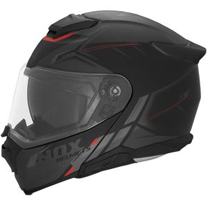 Vyklápěcí helma na motorku NOX N967 Synchro matná černo-červená