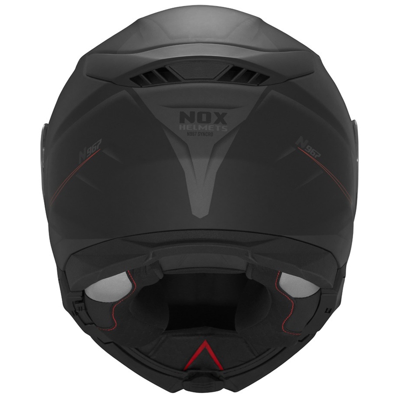 Vyklápěcí helma na motorku NOX N967 Synchro matná černo-červená