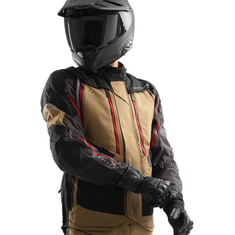 Bunda na motorku Rebelhorn Hardy 3.0 béžovo-šedo-červená