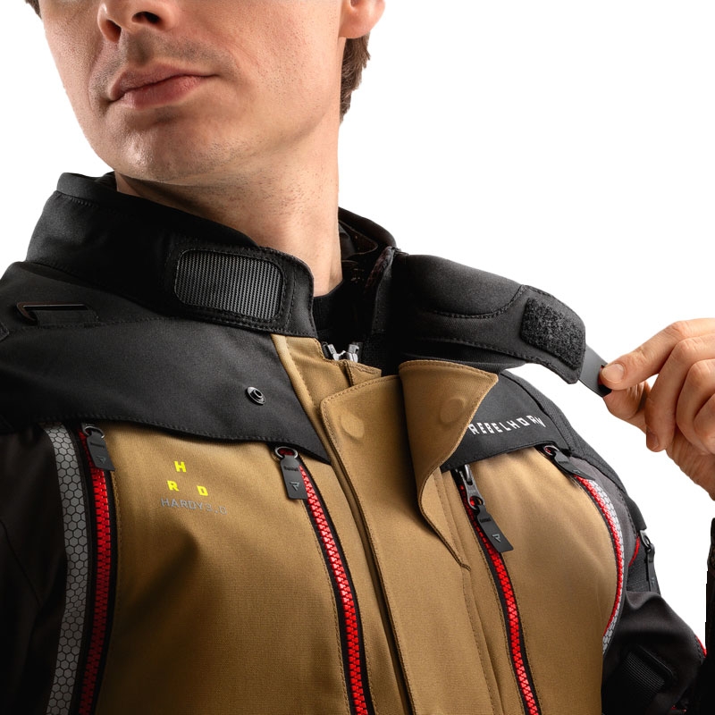 Bunda na motorku Rebelhorn Hardy 3.0 béžovo-šedo-červená