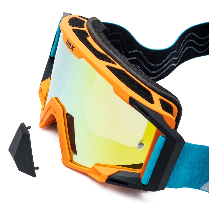 Motokrosové brýle iMX Sand oranžovo-modro-bílé s iridiovým plexi