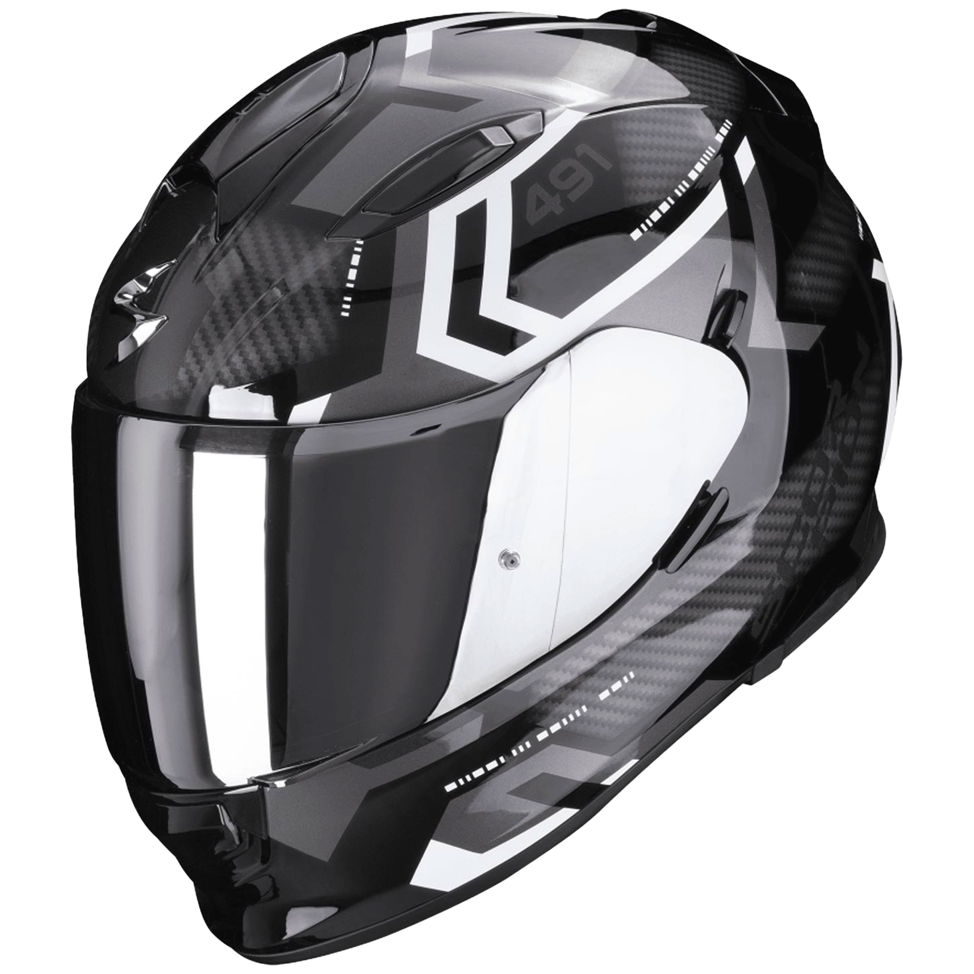 Integrální přilba SCORPION EXO-491 SPIN černo-bílá výprodej Velikost: XL