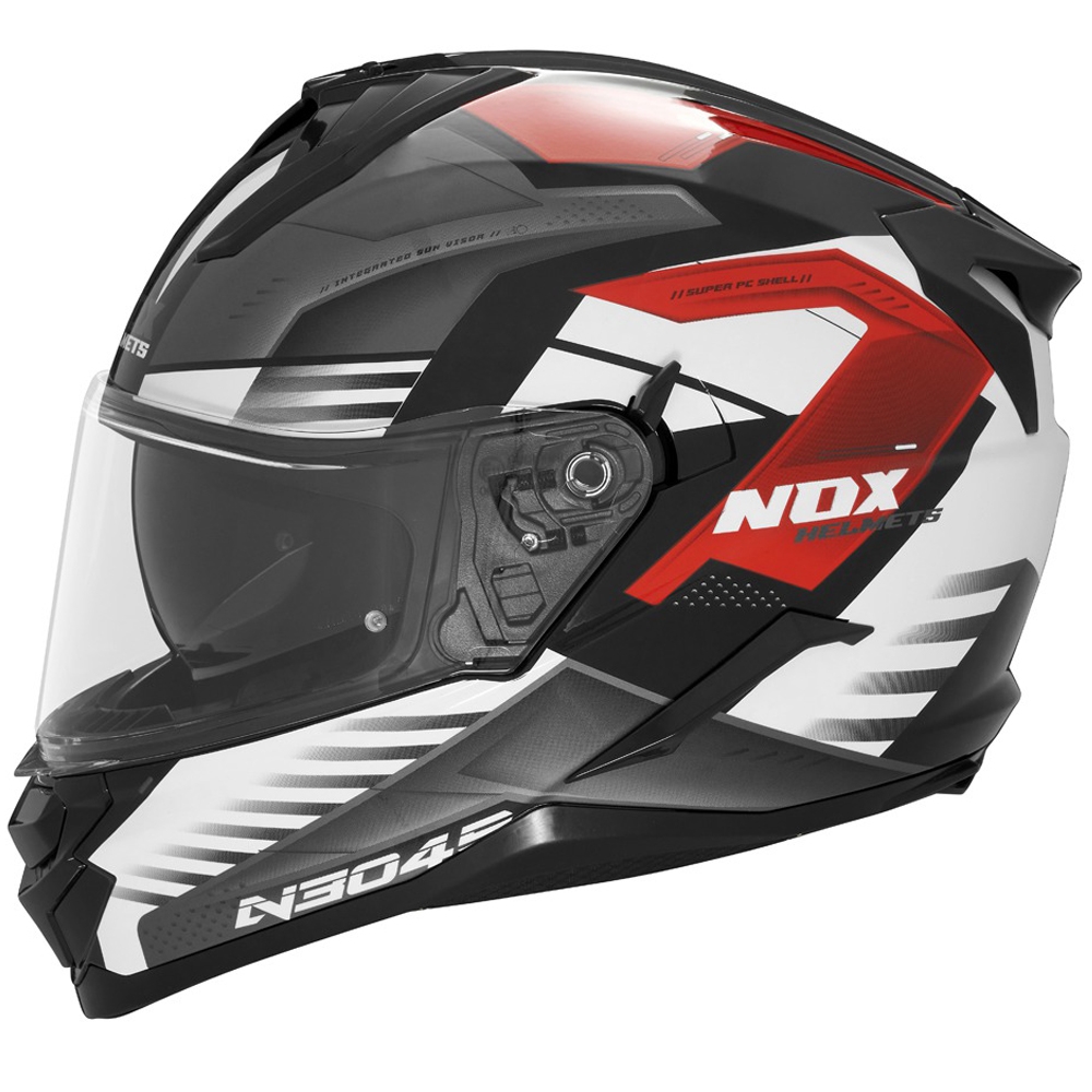 Integrální helma na motorku NOX N304S CARVER černo-bílo-červená Velikost: XS