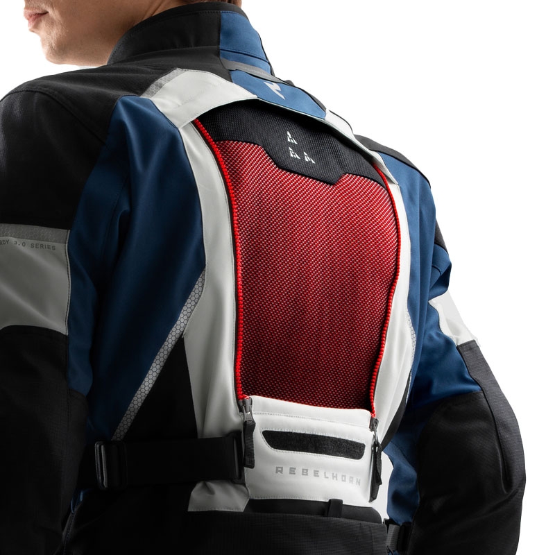 Bunda na motorku Rebelhorn Hardy 3.0 modro-šedo-červená