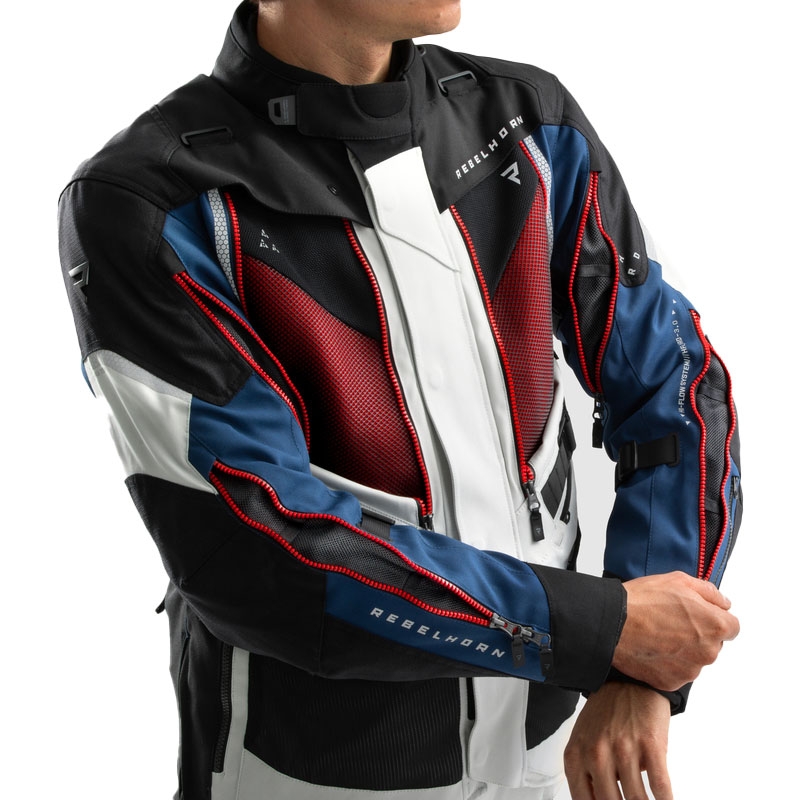 Bunda na motorku Rebelhorn Hardy 3.0 modro-šedo-červená