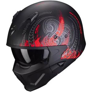 Otevřená přilba s maskou SCORPION COVERT-X TATTOO matná černo-červená