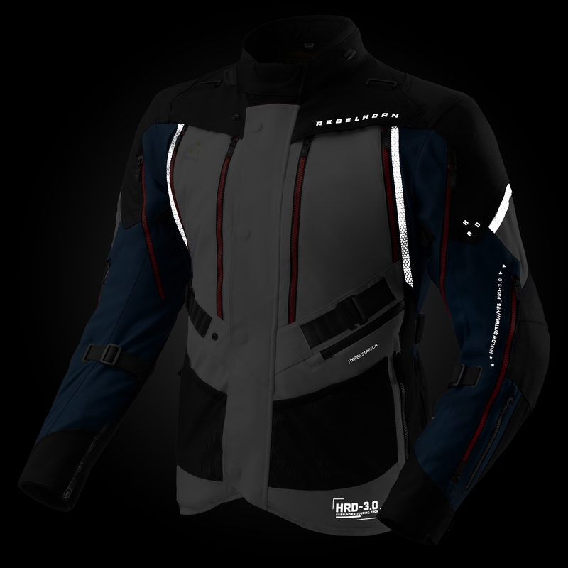 Bunda na motorku Rebelhorn Hardy 3.0 modro-šedo-červená