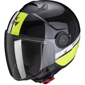 Přilba na motorku SCORPION EXO-CITY STRADA perleťově černo-bílo-fluo žlutá