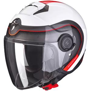 Otevřená přilba na motorku Scorpion EXO-CITY ROLL bílo-červená