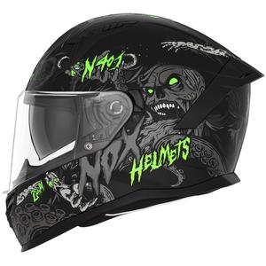Integrální helma na motorku NOX N401 ZUMBI matná černo-fluo zelená