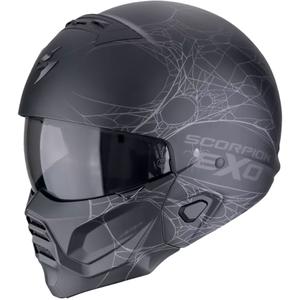 Modulární helma na motorku Scorpion EXO-COMBAT II SPIDERWEB matná černo-stříbrná