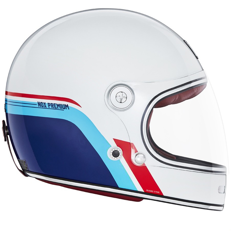 Integrální helma na motorku NOX PREMIUM REVENGE bílo-modro-červená