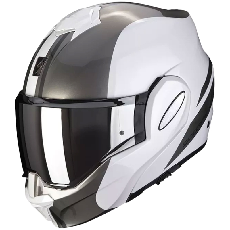 Překlápěcí přilba na motorku Scorpion EXO-TECH FORZA perleťově bílo-stříbrná