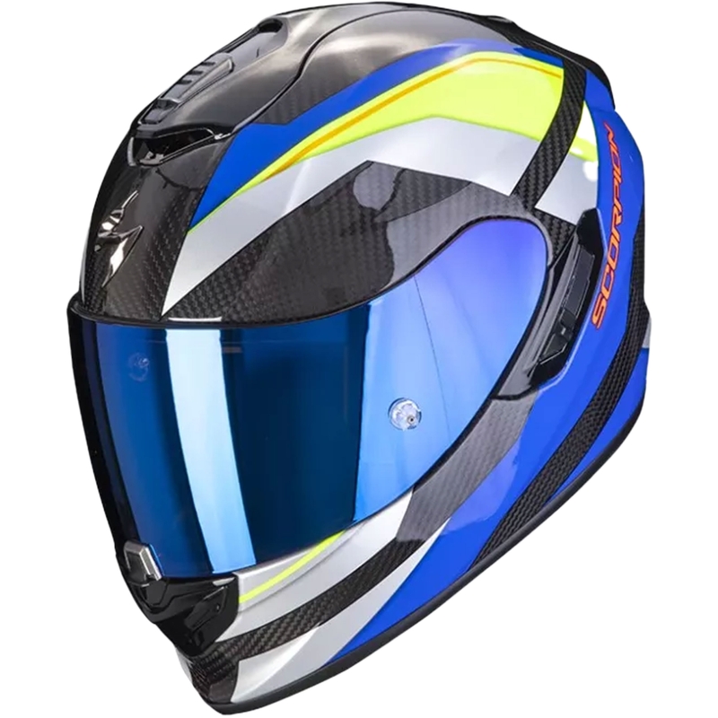 Integrální přilba na motorku Scorpion Exo-1400 Carbon Air Legione modro-fluo žlutá