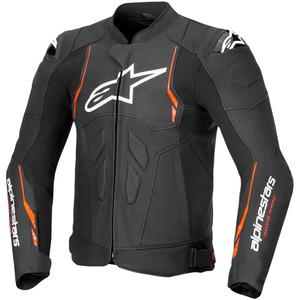 Kožená bunda na motorku Alpinestars Dusk Airflow černo-fluo červená