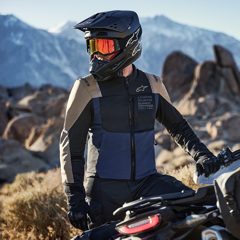 Bunda na motorku Alpinestars ST-2 Air tmavě modro-tmavě khaki-černá