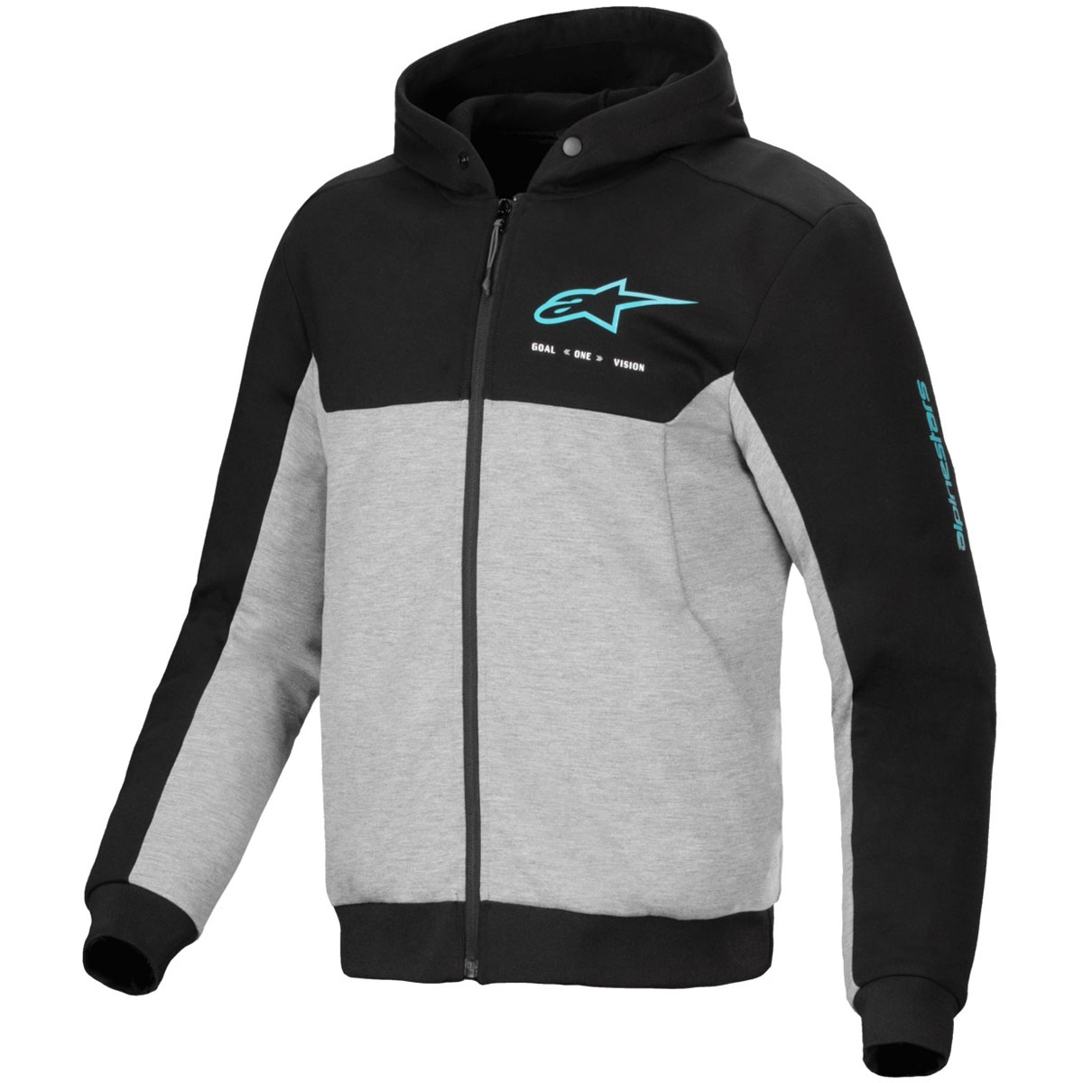 Mikina na motorku Alpinestars Chrome V2 Sport šedo-černo-modrá Velikost: XS