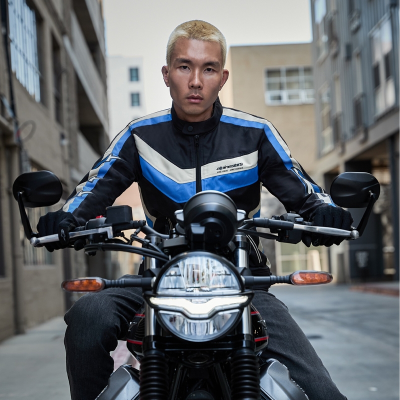 Bunda na motorku Alpinestars T-Dyno Water Resistant černo-modro-béžová