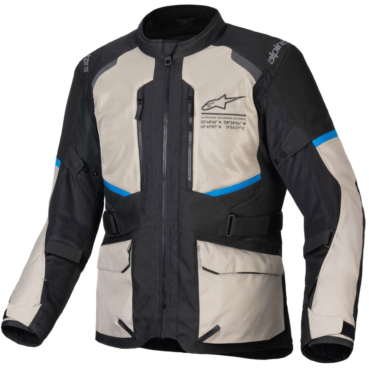 Bunda na motorku Alpinestars Andes Air Drystar černo-šedo zeleno-modrá Velikost: S